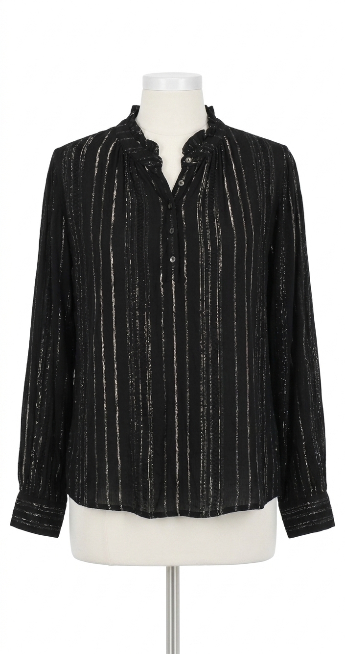 NEW VELVET BY GRAHAM & SPENCER lurex stripe lolita blouse in black